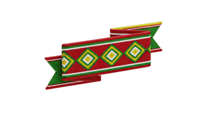 Embroidered Ribbon Banner with Diamond Pattern