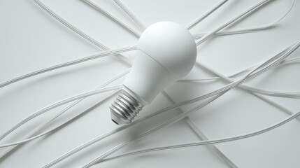 a modern lightbulb surrounded by abstract lines creating a dynamic network representing creativity and technological advancement