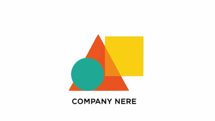 Geometric logo design featuring a circle, triangle, and square with company name.