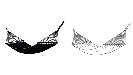 Two hammock depictions one solid black and one line art a striking silhouette © Sogir