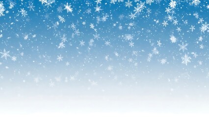 Fototapeta premium Snowflakes Falling on Blue Gradient Background falling snow winter background