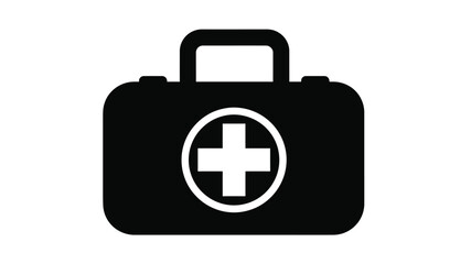 Obraz premium Black medical case with a white cross symbol a graphic silhouette