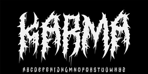 Dark Lettering tattoo vector type font. Concept of Grunge type font with Gothic Punk Rock elements. Scary tattoo font concept. Rock style lettering for y2k print design