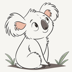 Cute Koala Bear Sitting on Ground Vector Illustration © Ashik