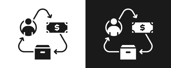 Buying Habits Icon Set Glyph In White And Black Background