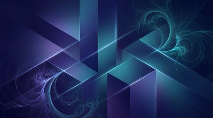 Vibrant abstract design with glowing blue and purple geometric shapes
