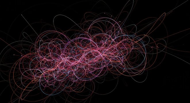 Abstract visualization showing complex, interconnected routes, illustrating unpredictable trajectories and uncertain future directions ,way ,flow ,conceptual