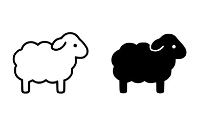 Sheep illustration icon, outline and silhouette © Nurhalimah