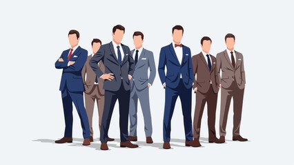 Group of men in suits standing together, exuding confidence and professionalism.