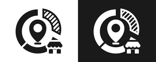 Market Positioning Icon Set Glyph In White And Black Background