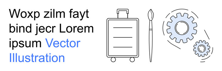 Travel, creativity, innovation, business, problem-solving, artistic endeavors. a suitcase, brush and gears. Travel and creativity as functional and conceptual highlights © robu_s