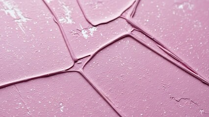 Pink paint with cracks and snowflakes on surface