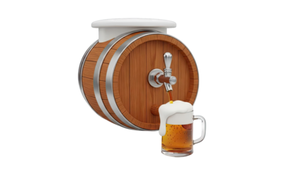 Beer Barrel with Tap Pouring into Mug