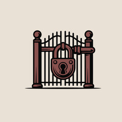 vector illustration of a locked gate