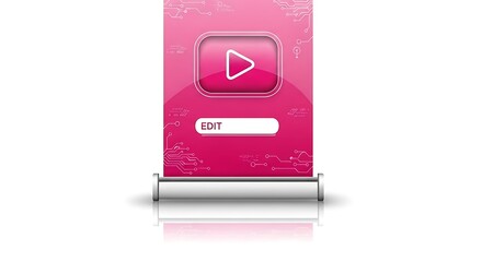 Digital media content presentation element displayed on a retractable standee