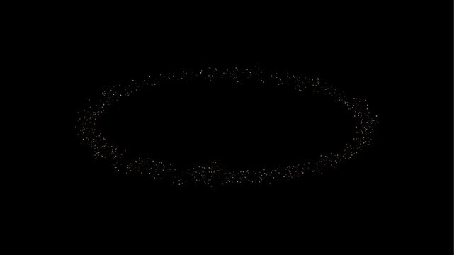Seamless gold glitter circle frame on black background with sparkling dust particles and elegant luxury halo border for looping animation wallpaper backdrop