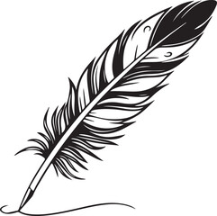 Obraz premium Classic Quill Pen Writing Black and White Vector Illustration