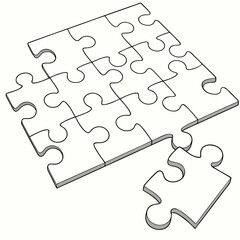 Obraz premium Puzzle Corner Piece - Jigsaw Graphic on White Background