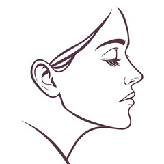 Minimalist Human Face Profile Illustration on White