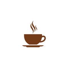 Obraz premium Brown Silhouette of a Steaming Cup of Coffee on a Saucer.