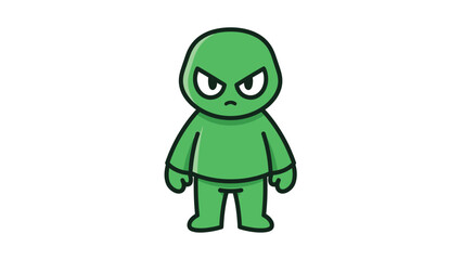 Obraz premium Cartoon Alien Character with Angry Expression and Green Skin.