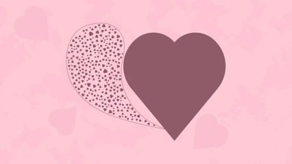 PINK HEART, LOVE VALENTINES DAY FLAT BACKGROUND ILLUSTRATION DESIGN VECTOR GOOD FOR GREETING CARD, COVER DESIGN