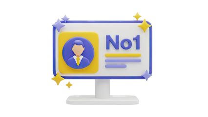3D Illustration of a "No. 1" Achievement Award with User Icon