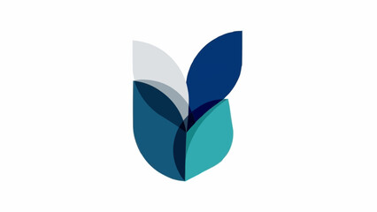 Abstract floral design with overlapping petals in shades of blue and white.