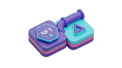 3D NFT and Blockchain Icons