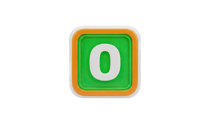 3D Rendering of the Number 0 in a Colorful Button