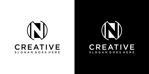 Initial letter N or NN monogram logo design vector