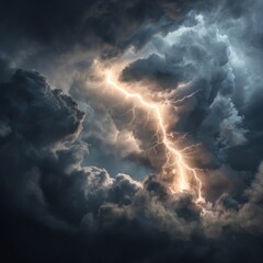 Stormy sky with lightning bolt