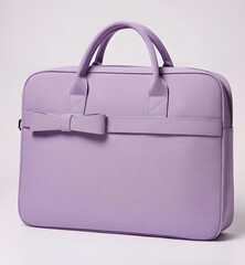 Lavender color minimalist ladies laptop bag with soft structure, modern feminine style, professional office accessory, isolated clean background.