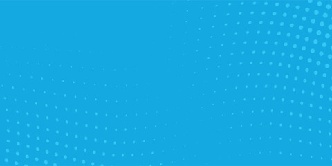 Halftone dots on blue background. Comic pop art style blank layout. Template design for comic book, effect texture old concept