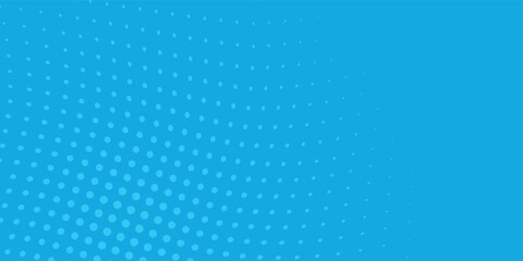 Halftone dots on blue background. Comic pop art style blank layout. Template design for comic book, effect texture