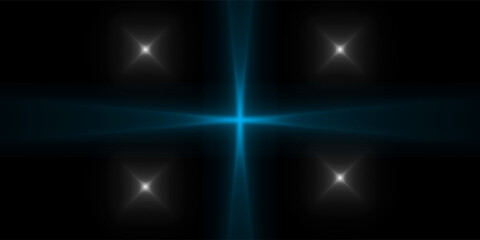 Lens flare, abstract blue flare light on the black background. flowing bright illustrations