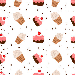 cake and bread seamless pattern with dot