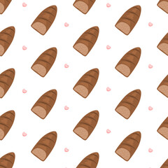 cake and bread seamless pattern with love