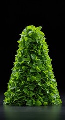 A conceptual image showing a large structured pile of vibrant green mint leaves symbolizing efficient organizational data structures ,herb ,hierarchy ,leaf