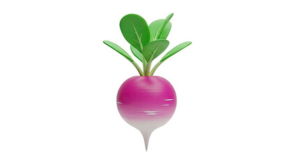 3D Rendered Radish with Green Leaves
