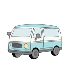 Illustration of a Blue and White Van