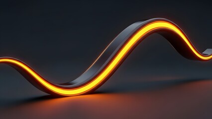 Glowing orange led strip in a wavy pattern on a dark background
