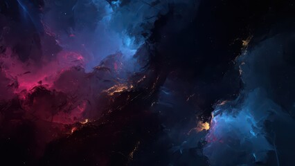 Vibrant cosmic nebula with swirling colors and glowing stars in deep space