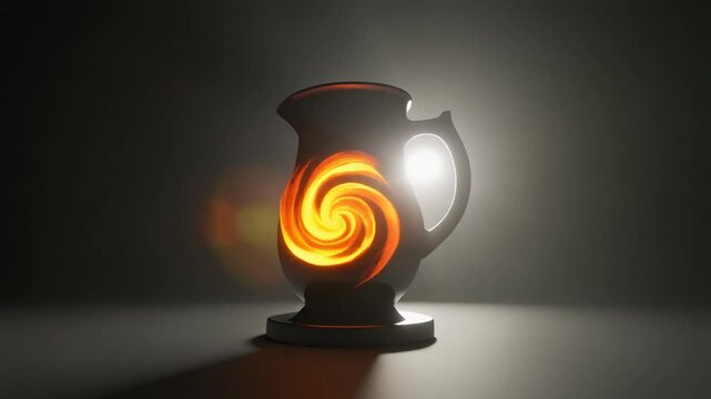 Glowing spiral energy in dark pitcher