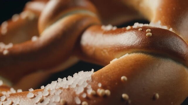 Salty pretzel close up snack food