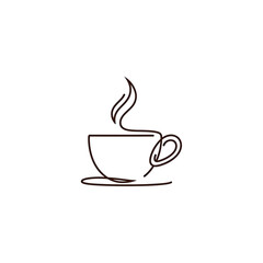 Obraz premium Minimalist Line Art - A Steaming Cup of Coffee.