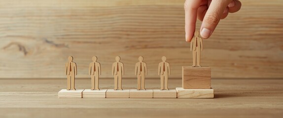 Businessman standing out from the crowd on elevated platform