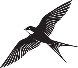 Obraz premium Elegant Black and White Silhouette of a Flying Swallow Logo Design