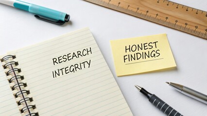 Research Integrity and Honest Findings in Academic Study with Stationery and Measuring Tools on Desk Surface