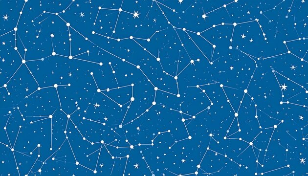Celestial blue canvas filled with white constellation patterns